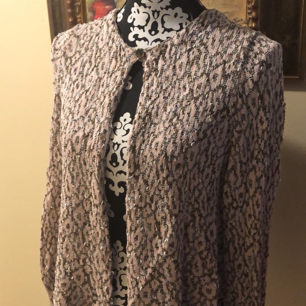 Heidi Hess hand loomed in 🇺🇸 one top button fringed distressed cardigan